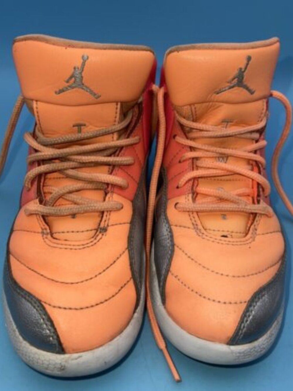 Nike Kids 1Y Jordan 12 Reto Sunrise Basketball Sneakers Orange Pink 510816-601